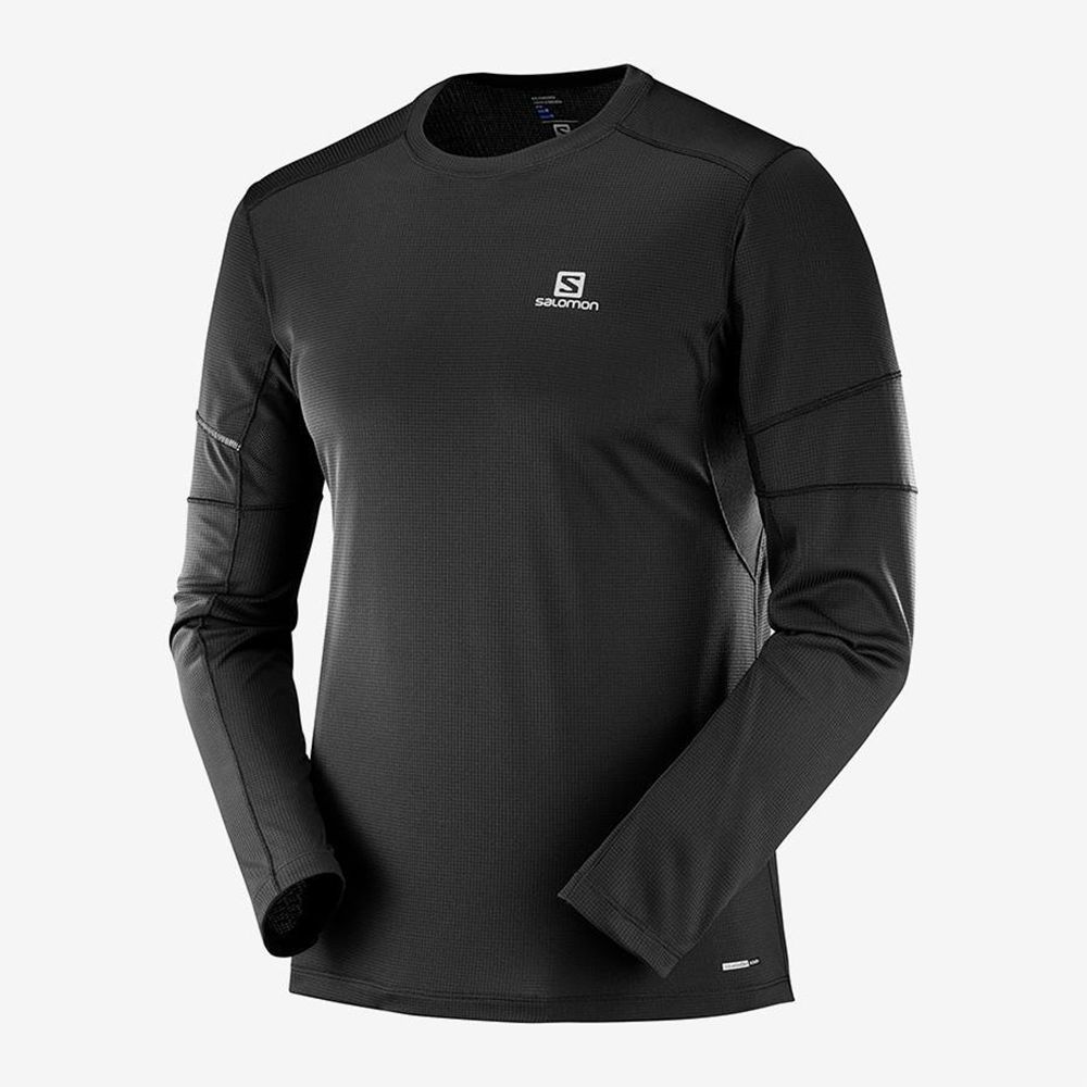 Tops Salomon Homme Noir - Salomon AGILE LS - France (4052-MOEKH)